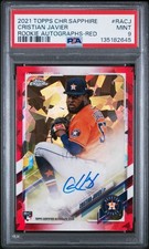 2021 Topps Chrome Sapphire Cristian Javier RC Red AUTO 3/5 PSA 9