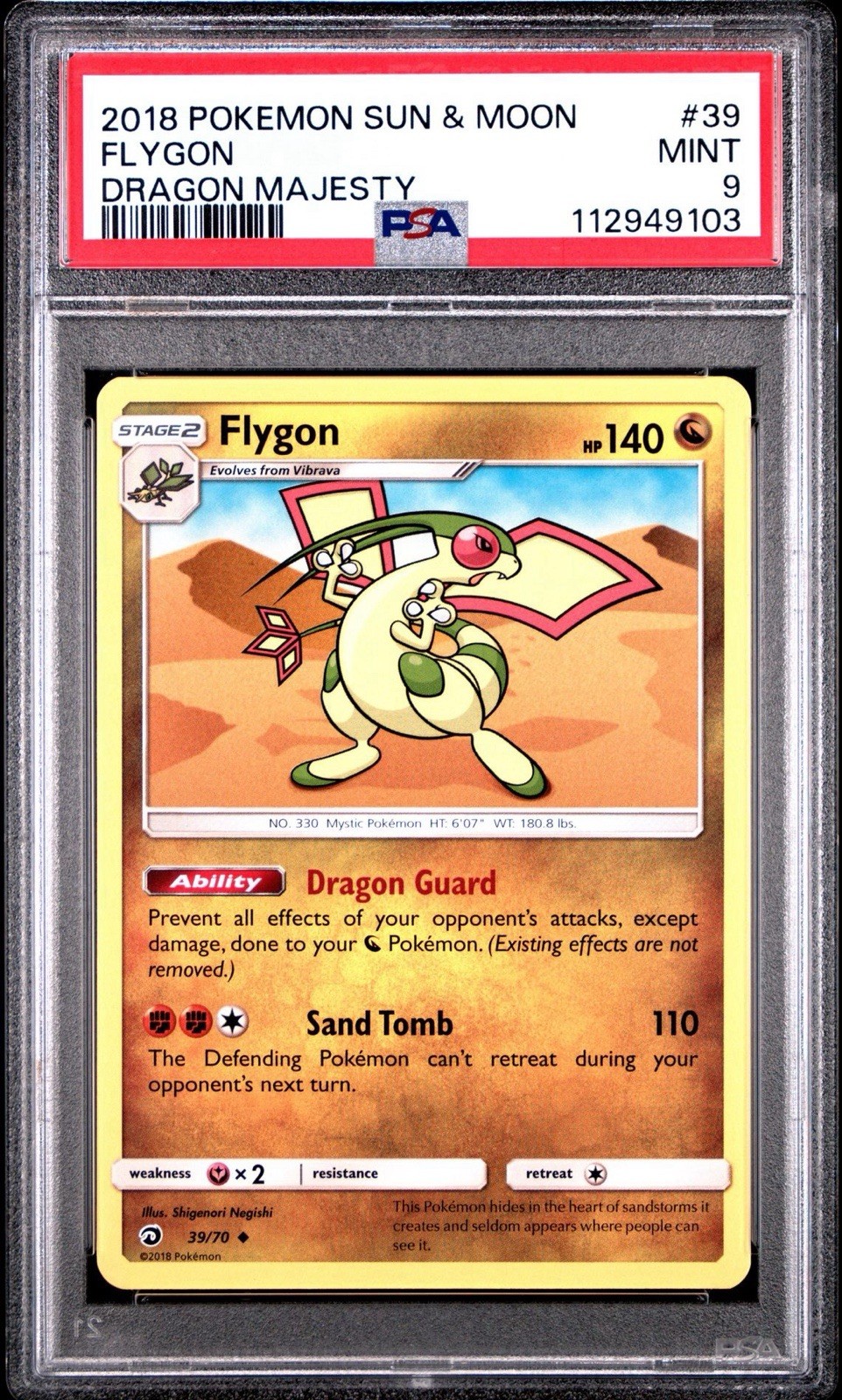 Flygon 39/70 2018 Dragon Majesty Pokemon PSA 9 POP 3 None Higher 