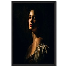 Dramatic Portrait Framed Canvas Print Vintage Woman Wall Art
