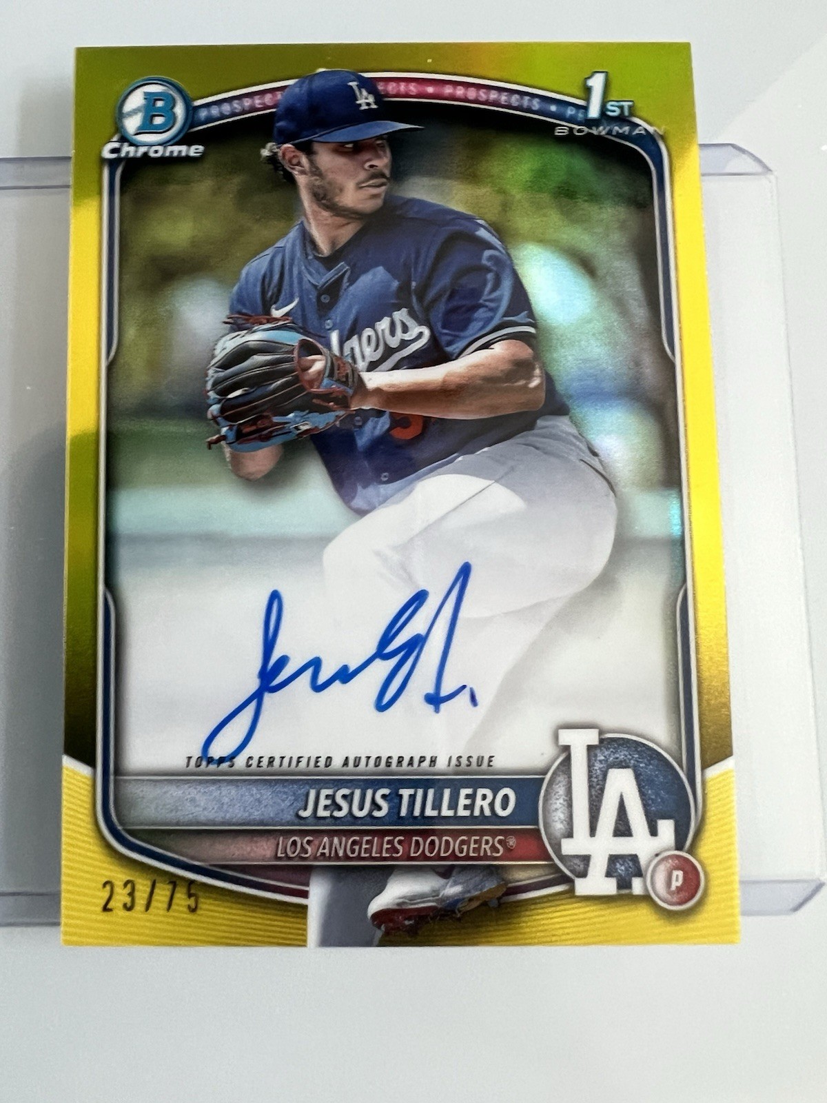 JESUS TILLERO 2025 Bowman 1st Bowman Chrome True Yellow Refractor Auto  /75