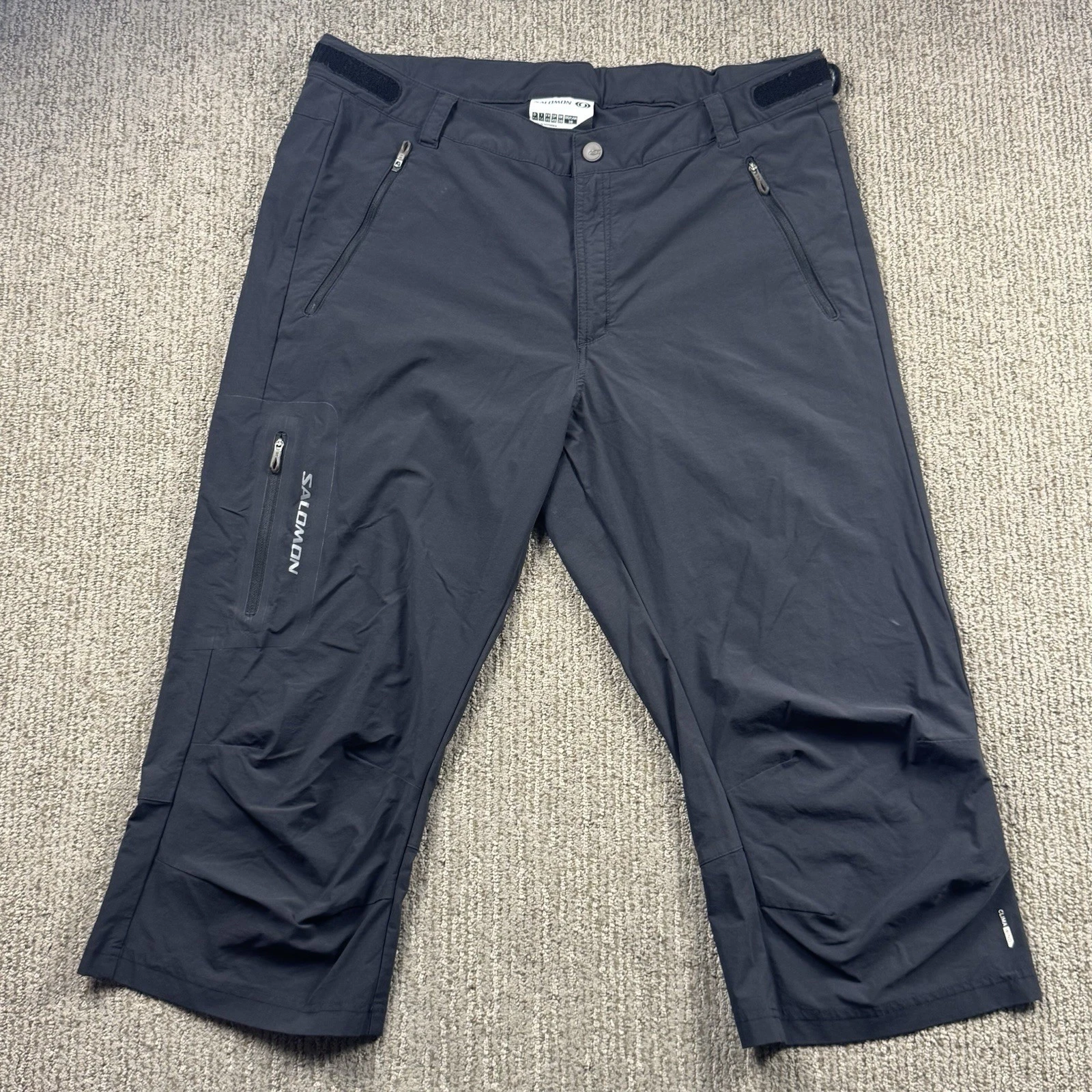 Salomon Mens 38 Cropped Pants Outdoor Hiking Nylon Stretch Clima Wind Black
