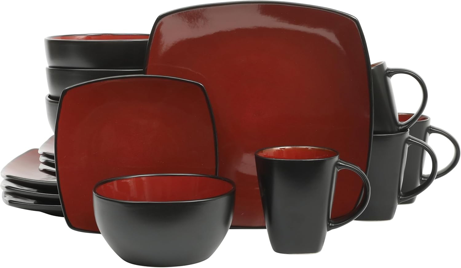 Gibson Elite Soho Lounge Square 16-Piece Dinnerware Set, Ser