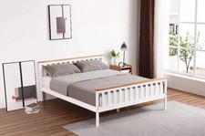 Image of White Modena Wooden Bed- Available in Single
