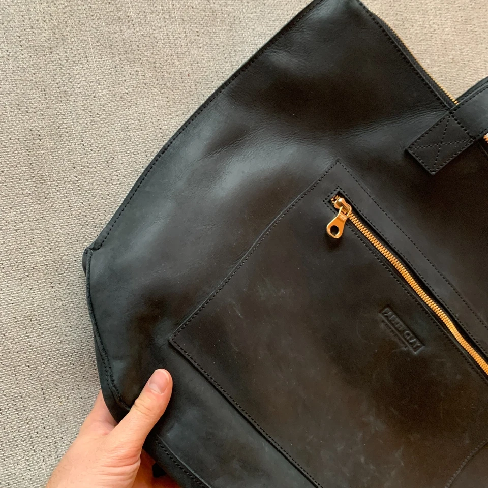 Bolso de Mano Grande PARKER CLAY Cuero Genuino Negro Hecho en Etiopía Foto 3 de 4