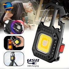 COB Keychain Work Light Battery Display 8 Mode Rechargeable High Lumens LED Torc