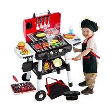 Kids Kitchen Toy Barbecue Grill Playset Cooking Interactive Toys with Smoke S...
