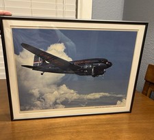 Vintage Douglas DC-3 United Airlines Framed Travel poster Kodachrome ED McGlone