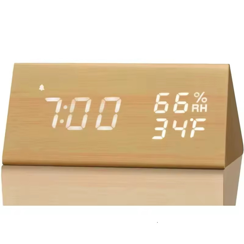 Led Digital Desk Time Display Temp Humidity Voice Control Usb