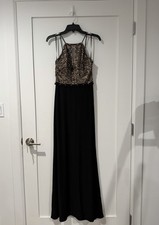 Xscape Women's Long Black Cocktail and Party Dress Size 6