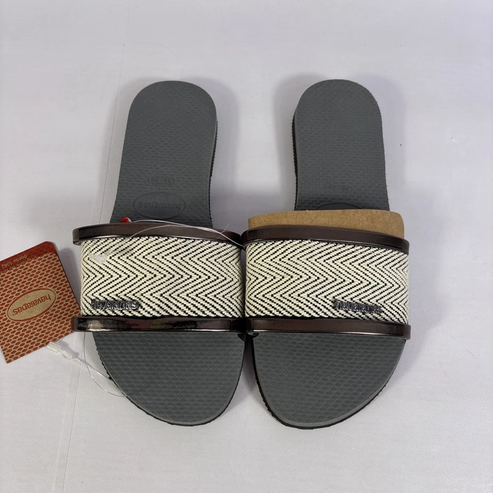 Sandalias sin cordones Havaianas gris acero para mujer talla 6W blancas grises metálicas Foto 4 de 4