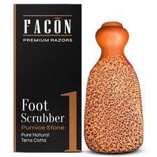 Fac n Pumice Stone for Feet Callus Remover - Terra-Cotta Foot Scrubber with 2 Si