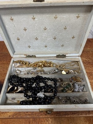 Jewelry Box Filled With Mystery Jewelry Necklace Earrings Etc Box Included