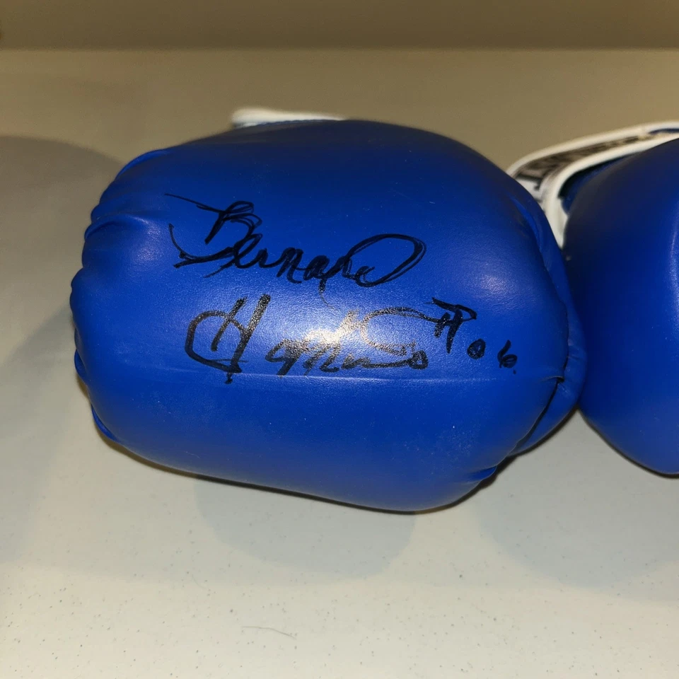 Guantes de Boxeo Two Executioner BERNARD HOPKINS Firmados Auto Azul Everlast Pro 2212 Foto 2 de 4