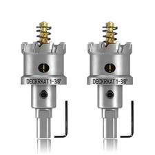 2-Pack 1-3/8" TCT Hole Saws for Hard Metal, Heavy Duty 35mm Tungsten Carbide ...