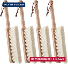 4 Pcs 11.8 Inch Long Horsehair Brush Hand Broom for Bedroom Cleaning Natural Woo