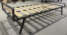 Bed Frame with Folding Legs Spare Guest Bed Glamping Fold-Flat Sturdy Metal Bed