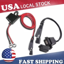 Motorcycle SAE to USB Cable Adapter 2.1A Waterproof Phone USB Charger Socket Kit