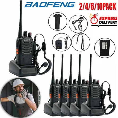 BAOFENG BF-88ST Pro PMR446 Walkie Talkie, Radio Bidirezionali Ricaricabili Senza Licenza a Lungo Raggio Aggiornate con Display LCD, Doppio Orologio VOX, Auricolari, Confezione da 4