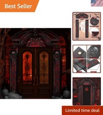 Complete Halloween Cemetery Decoration: 3-Piece Gothic Banner Set in Red  Black