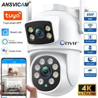 Tuya 4K 8MP Outdoor Security Camera WIFI Dual Lens Screen Color Night Vision Cam