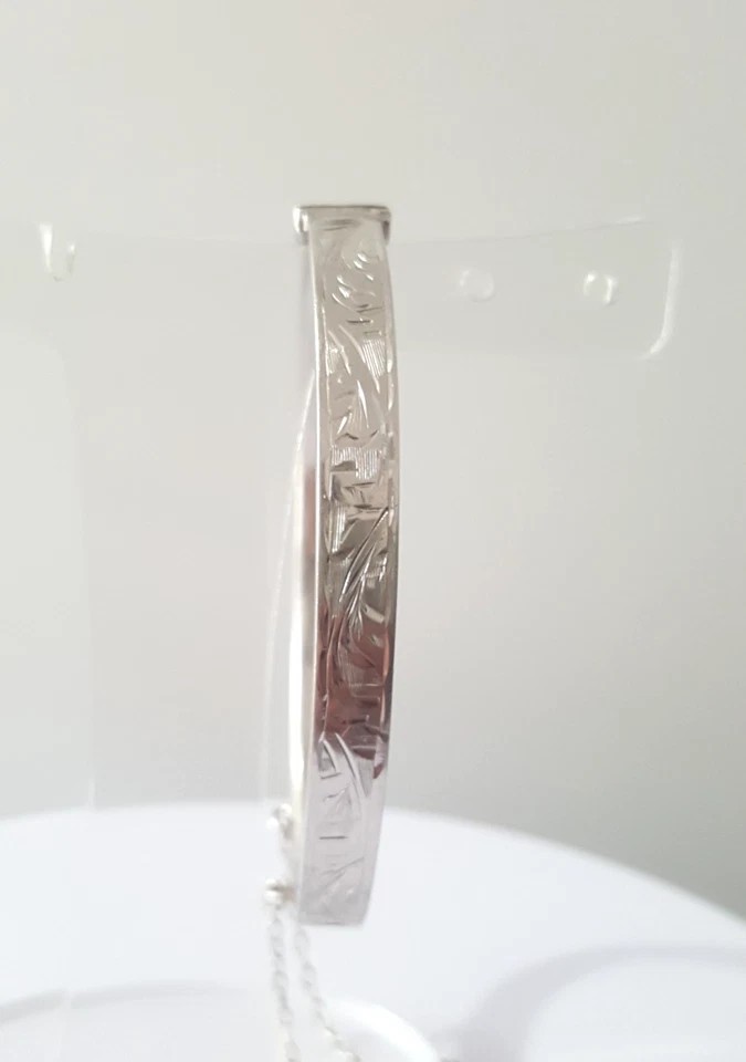 Fabuloso brazalete vintage con bisagras gruesas grabado en plata, peso 925 6,50 g #23006 Foto 4 de 4