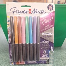 NEW Paper Mate Flair Felt Tip Pens, Metallic City Lights 8 - Pack 0.7mm 2138353