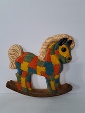 1979 Patchwork Foam Craft Nursery Rocking Horse Wall Hanging Vintage