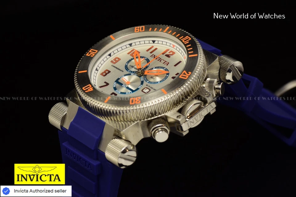 RARE Invicta Coalition Forces 51mm Swiss Quartz Chronograph Blue Strap Watch - Image 4 of 4