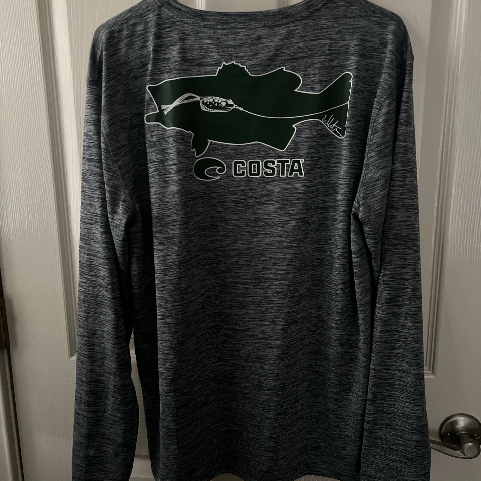 Costa Grey Bass Green Long Sleeve Fishing Shirt