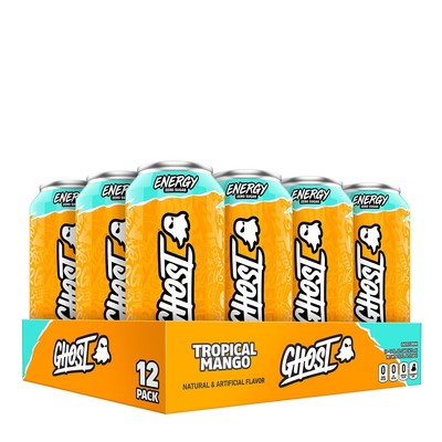 Ghost Energy Ready to Drink 16 Ounce Cans (Tropical Mango, 12 Cans)