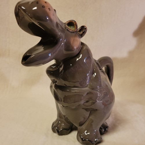 Blue Sky Clayworks 8 Inch Tall Hippo Tea Coffee Pot. Lynda Cornell - Picture 2 of 15