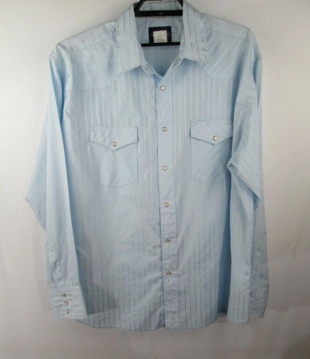 Light blue pearl snap shirt sale