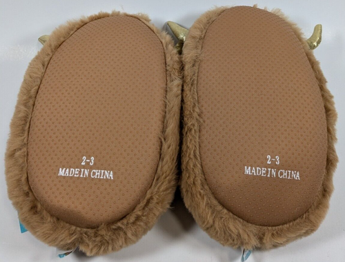 Fuzzamallows by Squishmallows Wilfred The Longhorn Plush Slippers Kids Size 2-3 - Picture 4 of 4
