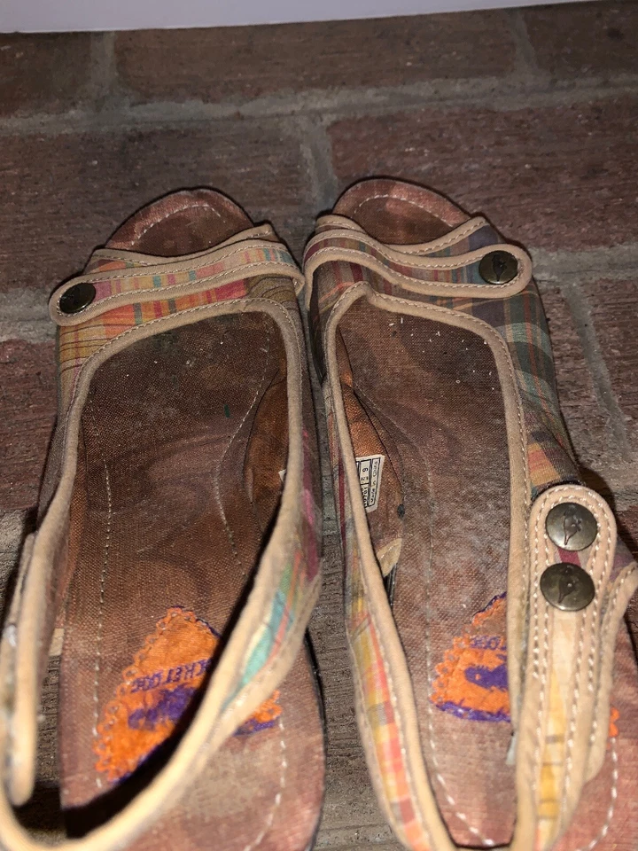 Сандалии-слинги на платформе на высоких каблуках в клетку на танкетке размер 9 ❤️tb9j10 - Изображение 4 из 4