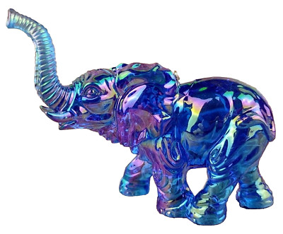 Iridescent Teal Elephant Christmas Hanging Ornament Colorful Animal Holiday Time