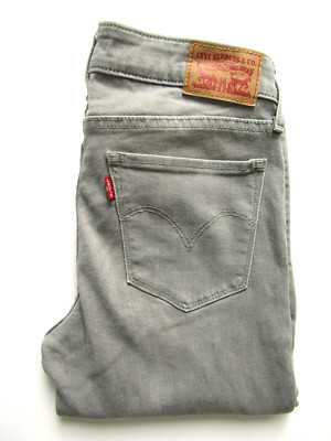 Levi's 711 Skinny Damen Jeans W27 L30 Mid Grey Stretch Denim LEVE382