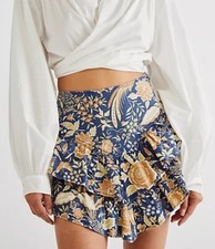 Mother Womens Blue The Ruffle Mini Skirt - Cotton - Accidental Florist Sz 24
