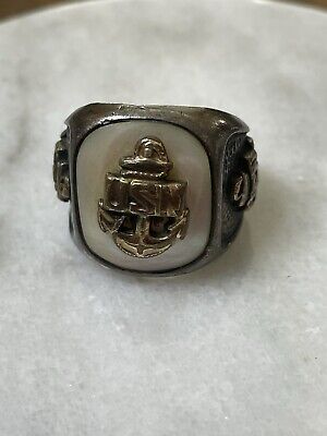 Vtg WWII USN US Navy Ring DB Sterling Silver 1/20 12K GF Vtg WWII USN US Navy Ring DB Sterling Silver 1/20 12K GF