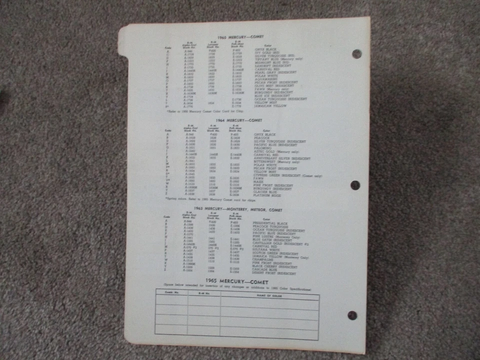 PAINT COLOUR REFERENCE 1966 MERCURY COMET PAINT CHIPS - Image 3 of 3