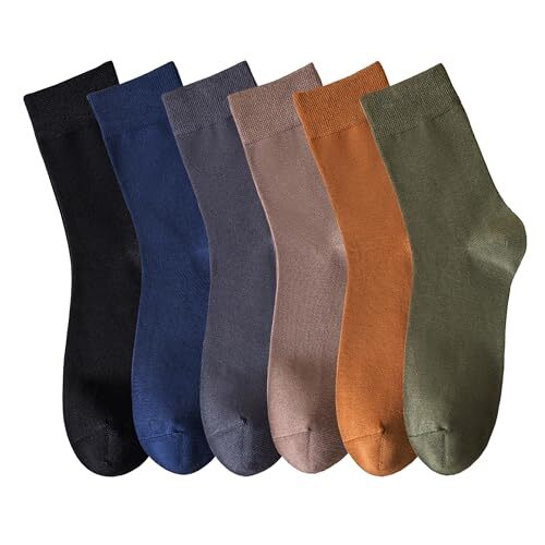 Mens Crew Socks Pure Cotton Moisture Wicking Breathable Dress Socks for Men 6...-image