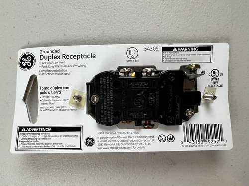 GE Grounding Duplex Receptacle 3 Prong Socket W/ Outlet Cover Leviton Lot of 5 - Picture 5 of 5