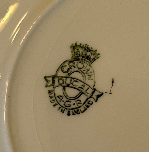 Plato de almuerzo de ensalada Crown Ducal de 8,75" años 30-50 exuberante cosecha de frutas borde dorado AGR - Imagen 14 de 49