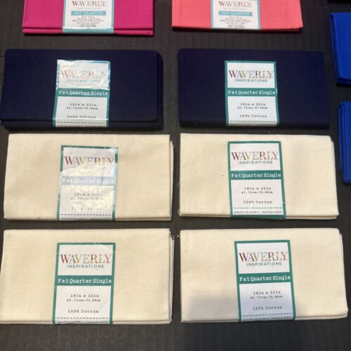 Lot of 15 Fabric Fat Quarters Waverly Vivid Color Solid Patterns - Picture 3 of 4