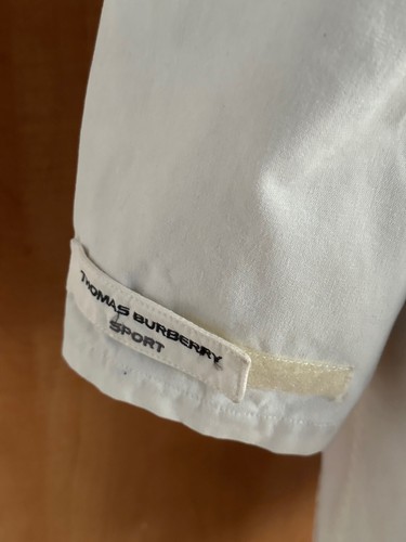 Thomas Burberry Sport Off White Hooded Coat Size M 100% Cotton Quilted - Picture 10 of 12