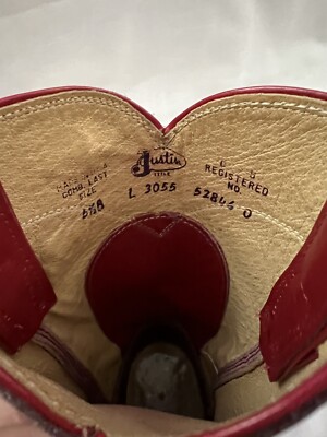 Justin Style Red Kip skin Leather Cowboy Boots L3055 Size 5 1/2B