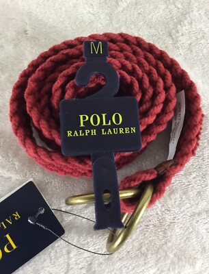 RALPH LAUREN /PONY LOGO BRAIDED BELT RED