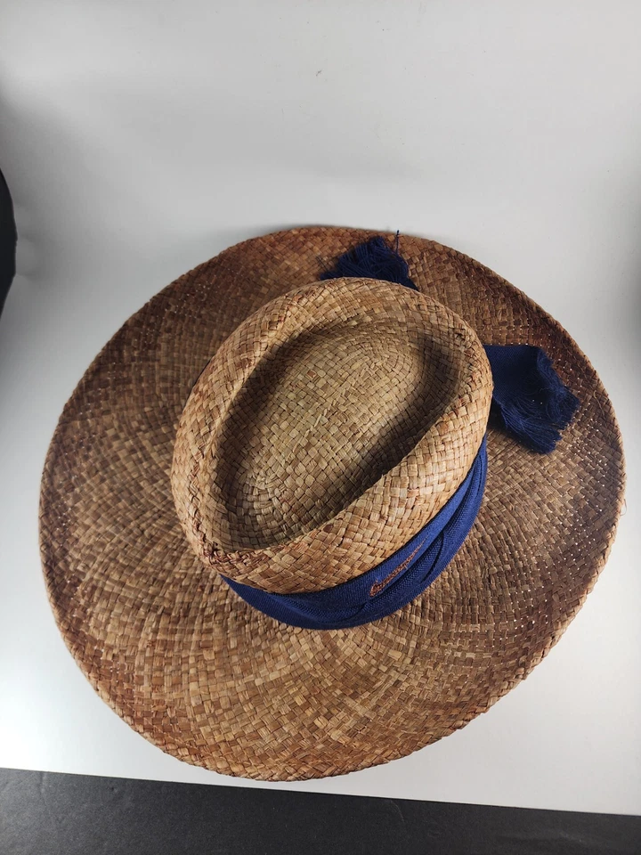 Sombrero de paja de golf vintage Nike para mujer - talla única marrón oscuro con lazo azul Foto 2 de 4
