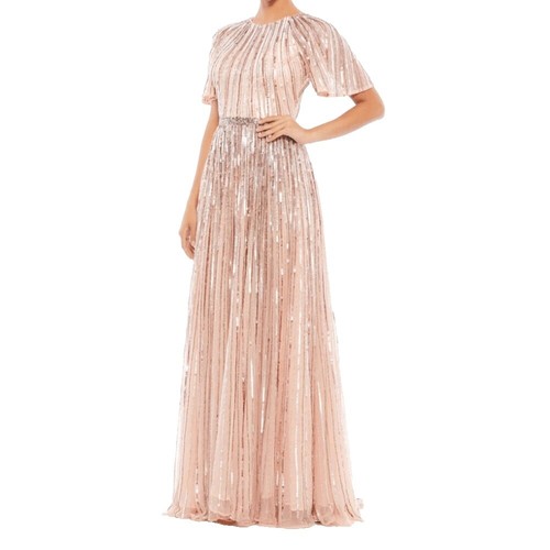 strapless open back dress Plus Size Sequin Beaded Maxi Dress in Petal-pink-swatch main image 0