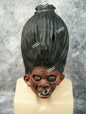 Shrunken Head Illusion Latex Mask Stitched Eyes Voodoo Witch Doctor Haunted Prop
