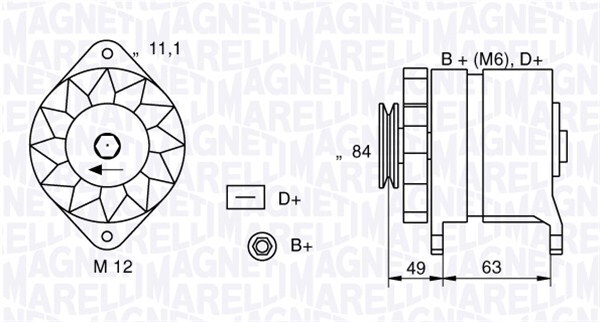 MAGNETI MARELLI 063321044010 Alternator for ,ALFA ROMEO,FIAT,IVECO,LANCIA